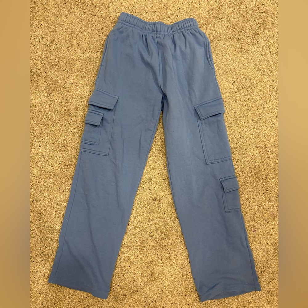 Garage Blue Elastic Waist Cargo Sweatpants
